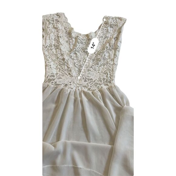 90’ Vintage Victoria's Secret Maxi Dress Nightgown Ivory Floral Lace Plunge Back - Picture 7 of 10